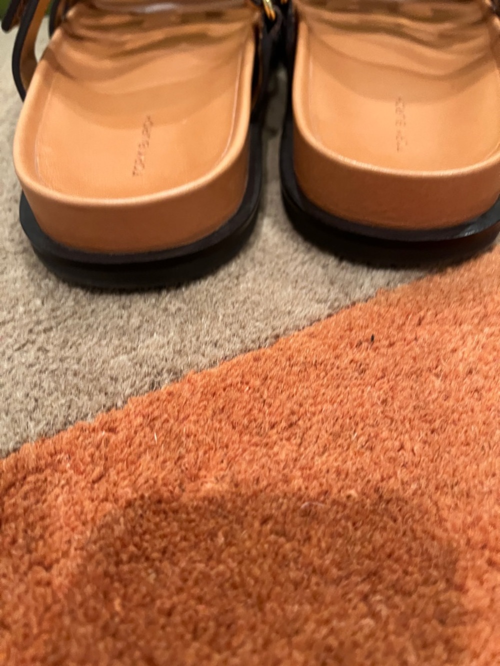 Tory Burch Inez Sport Slide Cognac Leather Double-T Slide Sandals Size 8 - Picture 4 of 6